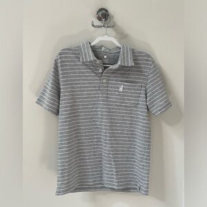 Johnnie-O The Original Boys Polo Shirt Grey/White stripe Size 10